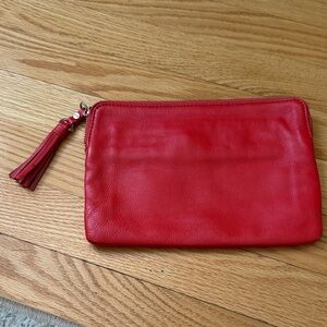 Joie Red/ orange Leather Tassel Clutch